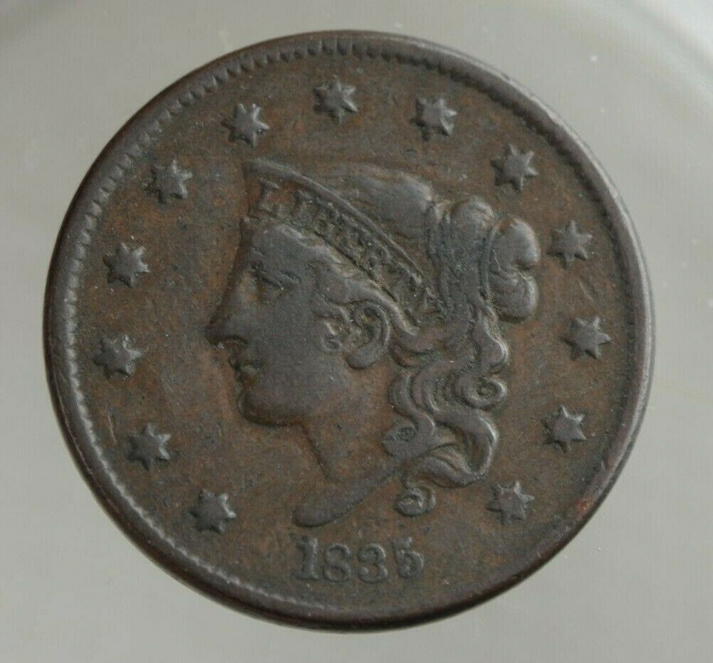 1835 U.s. Large Cent "head Of 36" Vf
