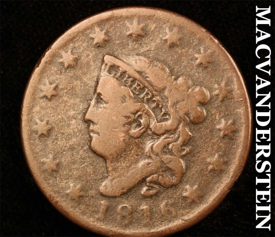 1816 Coronet Head Large Cent-scarce Better Date #k5306