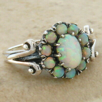 White Lab Opal Antique Victorian Design .925 Sterling Silver Ring,         #464