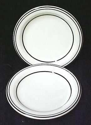 Buffalo China 2 Dessert Plates Black Striped Restaurant Ware Vintage Pottery