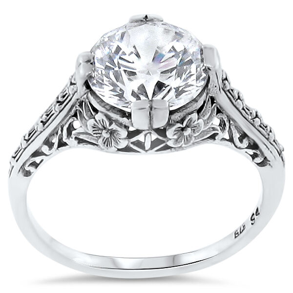 Wedding Engagement .925 Sterling Silver Antique Style Cz Ring,    #123