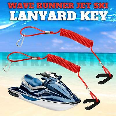 2 New Pwc Jet Ski Wave Runner Key Lanyard Stop Kill Switch Safety Red For Yamaha
