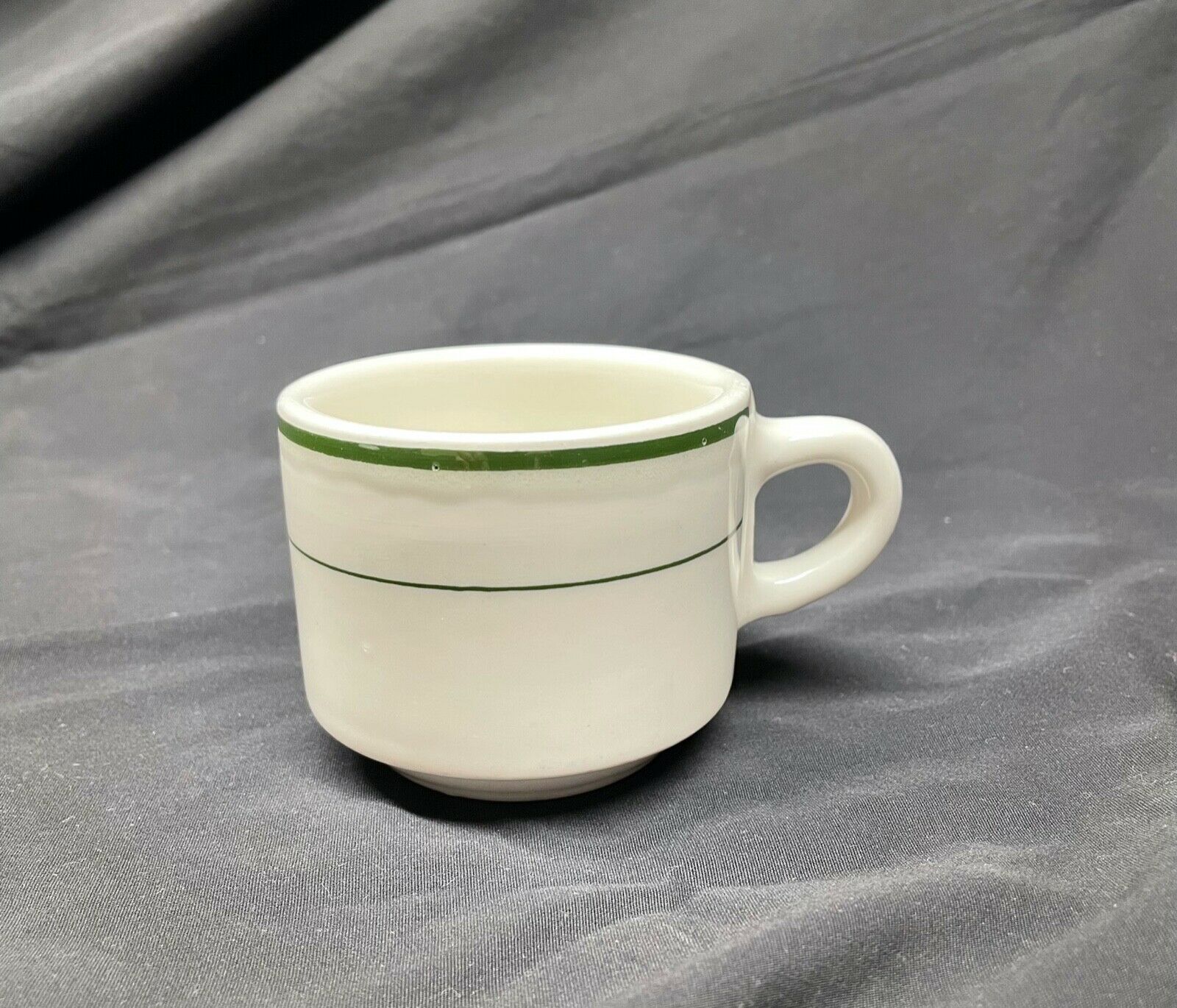 Buffalo China Coffee/tea Cup/mug Made In Usa Double Green Stripe Restaurant Ware