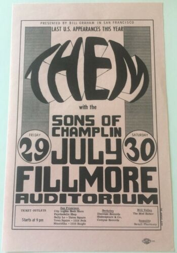 1966 Bill Graham Bg 20 Fillmore Handbill, Them (van Morrison), Sons Of Champlin