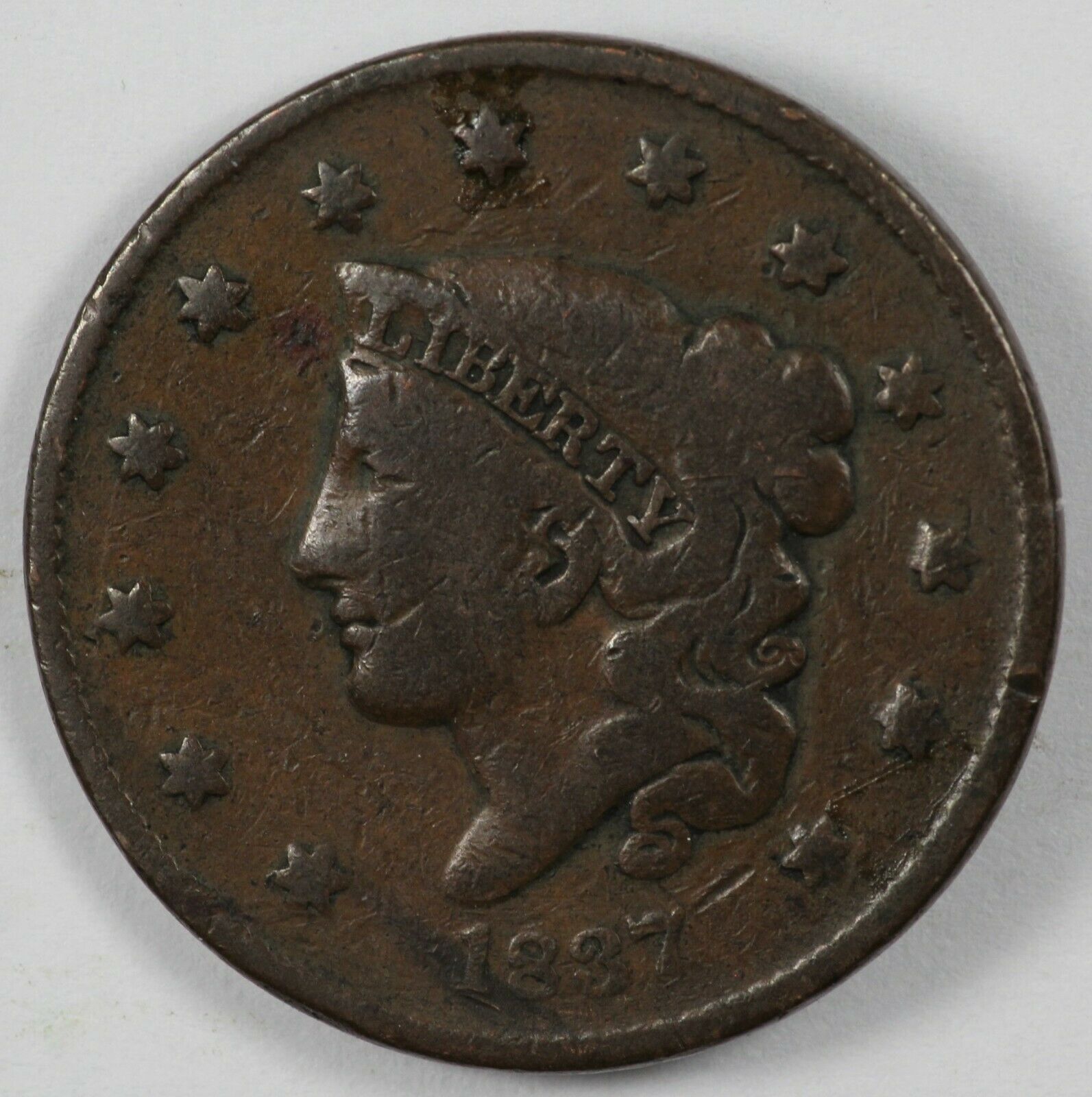 1837 Coronet Head Early Us Copper Large Cent 1c